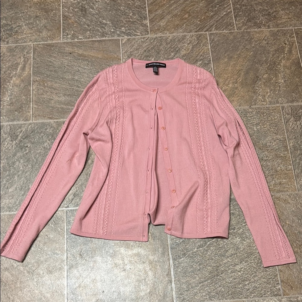 Ellen Tracy Soft Pink Cardigan Sweater